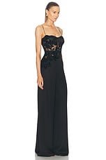 Oscar de la Renta Velvet Jumpsuit in Black, view 2, click to view large image.