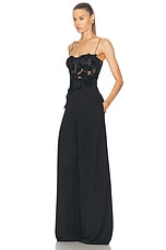 Oscar de la Renta Velvet Jumpsuit in Black, view 3, click to view large image.