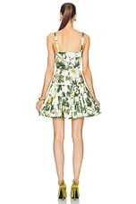 Oscar de la Renta Sleeveless Poplin Mini Dress in Ecru & Green, view 3, click to view large image.