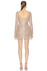 Oscar de la Renta Long Sleeve Ascot Crystal Mini Dress in Multi, view 3, click to view large image.