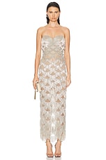 Oscar de la Renta Chain Fringe Embroidered Gown in Platine, view 1, click to view large image.