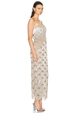 Oscar de la Renta Chain Fringe Embroidered Gown in Platine, view 2, click to view large image.