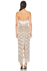 Oscar de la Renta Chain Fringe Embroidered Gown in Platine, view 3, click to view large image.