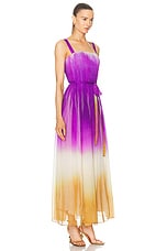 Oscar de la Renta Pintuck Detail Abstract Ombre Dress in Violet & Sepia, view 2, click to view large image.