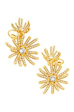 Oscar de la Renta Firework Crystal Button Earrings in Crystal, view 1, click to view large image.