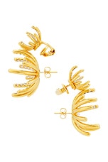 Oscar de la Renta Firework Crystal Button Earrings in Crystal, view 3, click to view large image.