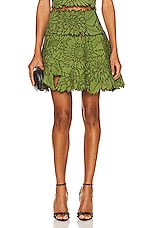 Oscar de la Renta Sunflower Quilted Fit &amp; Flare Skirt in Olive, view 1, click to view large image.