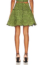 Oscar de la Renta Sunflower Quilted Fit &amp; Flare Skirt in Olive, view 3, click to view large image.