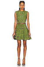 Oscar de la Renta Sunflower Quilted Fit &amp; Flare Skirt in Olive, view 4, click to view large image.