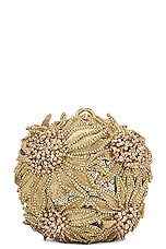 Oscar de la Renta Crystal Sunflower Embroidery Billiard Bag in Champagne, view 3, click to view large image.