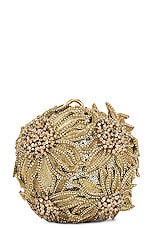 Oscar de la Renta Crystal Sunflower Embroidery Billiard Bag in Champagne, view 4, click to view large image.