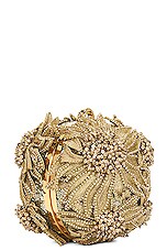 Oscar de la Renta Crystal Sunflower Embroidery Billiard Bag in Champagne, view 5, click to view large image.