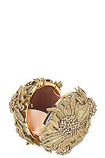 Oscar de la Renta Crystal Sunflower Embroidery Billiard Bag in Champagne, view 6, click to view large image.