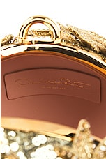 Oscar de la Renta Crystal Sunflower Embroidery Billiard Bag in Champagne, view 7, click to view large image.