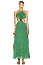 Oseree Lumi&egrave;re O Gem Cut Out Dress in Emerald Green, view 1, click to view large image.