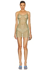 Oseree Gem Babydoll Dress in Sage Crystal Multicolor, view 1, click to view large image.