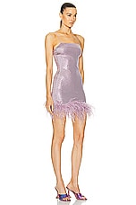 Oseree Disco Plumage Mini Dress in Lilac, view 2, click to view large image.