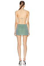 Oseree Lumiere Knot Mini Dress in Aqua, view 3, click to view large image.