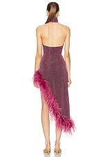 Oseree Lumiere Plumage Turtleneck Dress in Aubergine, view 4, click to view large image.