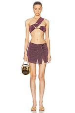 Oseree Lumiere Maxi O Mini Skirt in Aubergine, view 5, click to view large image.