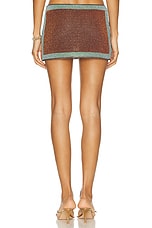 Oseree Lumiere Bicolor Mini Skirt in Aqua & Brown, view 3, click to view large image.