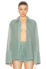 Oseree Lumiere Sleeve Shirt in Aqua, view 1, click to view large image.
