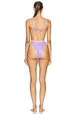 Oseree Lame Double Bra High Waisted Bikini in Lilac & Lemon, view 3, click to view large image.