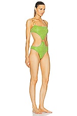 Oseree Lumi&eacute;re Ring Cut Out Maillot Swimsuit in Lime, view 2, click to view large image.