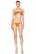 Oseree Lumiere O Chain Bandeau Bikini Set in Orange, view 1, click to view large image.