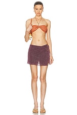 Oseree Lumiere O Chain Bandeau Bikini Set in Orange, view 4, click to view large image.