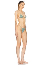 Oseree Lumiere Microkini Triangle Bikini Set in Aqua, view 2, click to view large image.