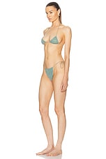 Oseree Lumiere Microkini Triangle Bikini Set in Aqua, view 3, click to view large image.