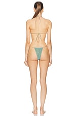 Oseree Lumiere Microkini Triangle Bikini Set in Aqua, view 4, click to view large image.