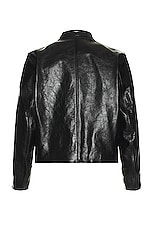 Our Legacy Mini Jacket in Top Dyed Black Leather, view 2, click to view large image.