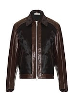 Our Legacy Andalou Jacket in Tuscan Brown Hair On Hide, view 1, click to view large image.