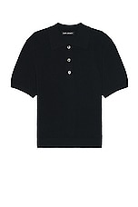 Our Legacy Traditional Polo in Shadow Black Crispy Cotton, view 1, click to view large image.