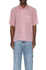 Our Legacy Box Shirt Shortsleeve in Dusty Lilac Coated Voile, view 3, click to view large image.