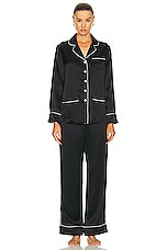 Olivia von Halle Coco Pajama Set in Jet Black, view 1, click to view large image.