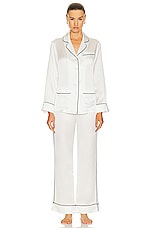 Olivia von Halle Coco Pajama Set in Ivory Jet, view 1, click to view large image.