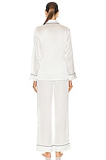 Olivia von Halle Coco Pajama Set in Ivory Jet, view 3, click to view large image.