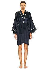 Olivia von Halle Mimi Robe in Navy Ivory, view 1, click to view large image.