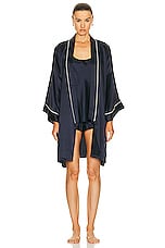 Olivia von Halle Mimi Robe in Navy Ivory, view 2, click to view large image.