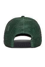 Palm Angels Pa League Trucker Cap in Green, view 2, click to view large image.