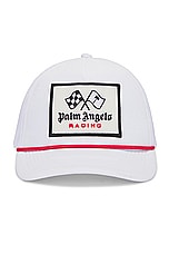 Palm Angels X Formula 1 Racing Baseball Cap in White, Red, & Black, view 1, click to view large image.