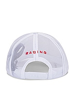 Palm Angels X Formula 1 Racing Baseball Cap in White, Red, & Black, view 2, click to view large image.