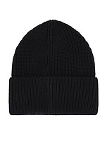 Palm Angels Classic Logo Ribbed Beanie in Black & Yellow, view 2, click to view large image.