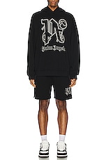 Palm Angels Monogram Sweatshorts in Black, view 5, click to view large image.