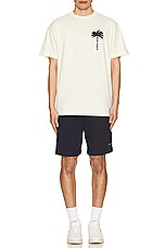 Palm Angels Classic Logo Bermuda Short in Navy Blue & Off White, view 5, click to view large image.