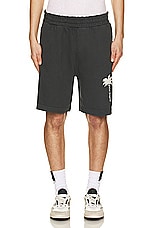 Palm Angels Palm GD Sweatshort in Dark Grey & Off White, view 4, click to view large image.