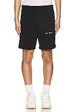 Palm Angels Classic Logo Track Shorts in Black & Off White, view 5, click to view large image.
